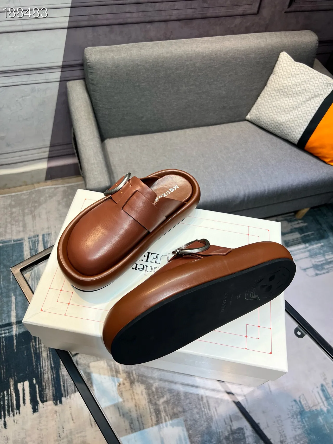 Alexander McQueen McQ Buckle Loafer Brown Silver Strap Platform Sole Loafer 8