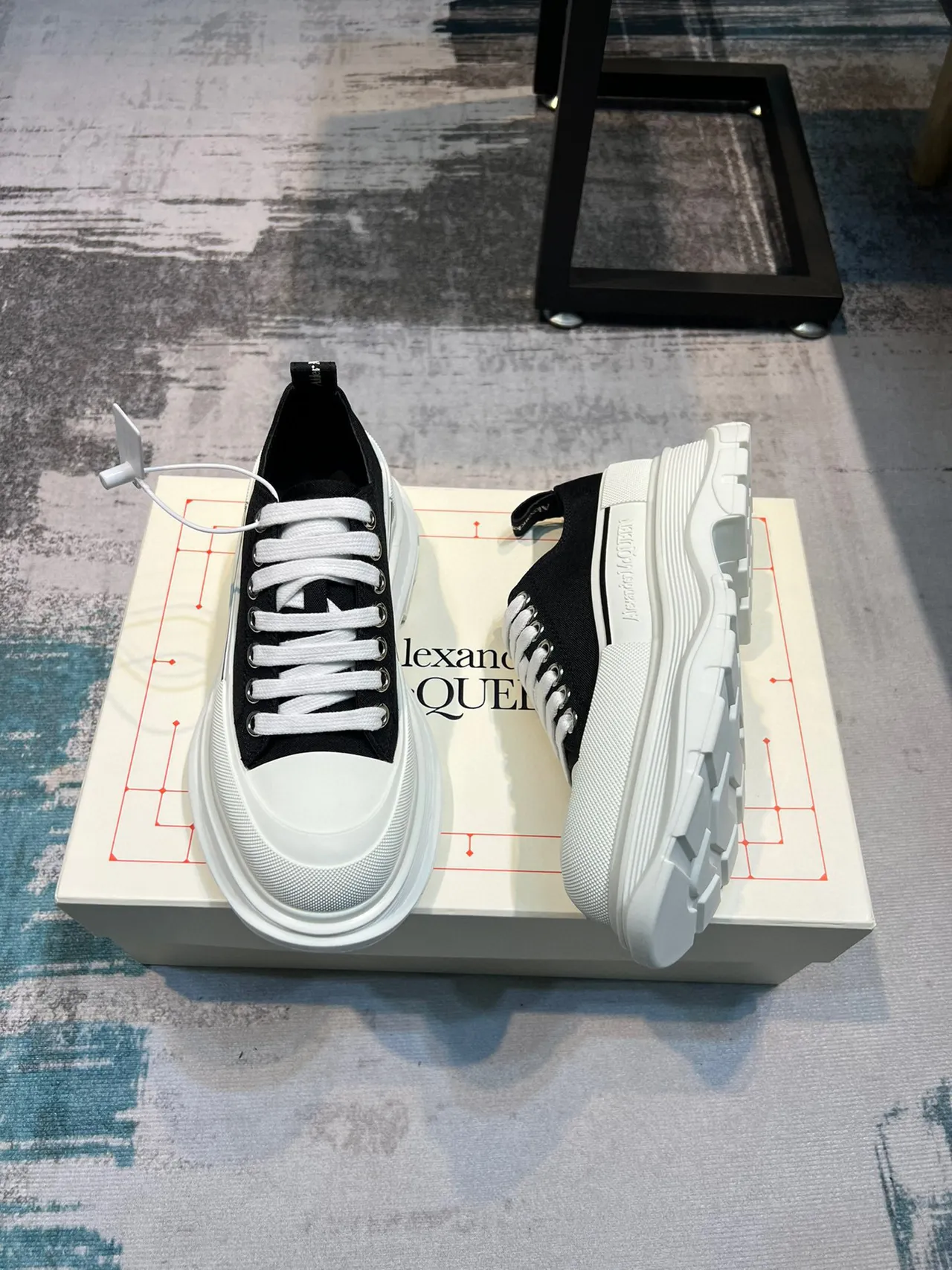 Alexander McQueen Oversized Sneaker Black and White Chunky Sneakers 4