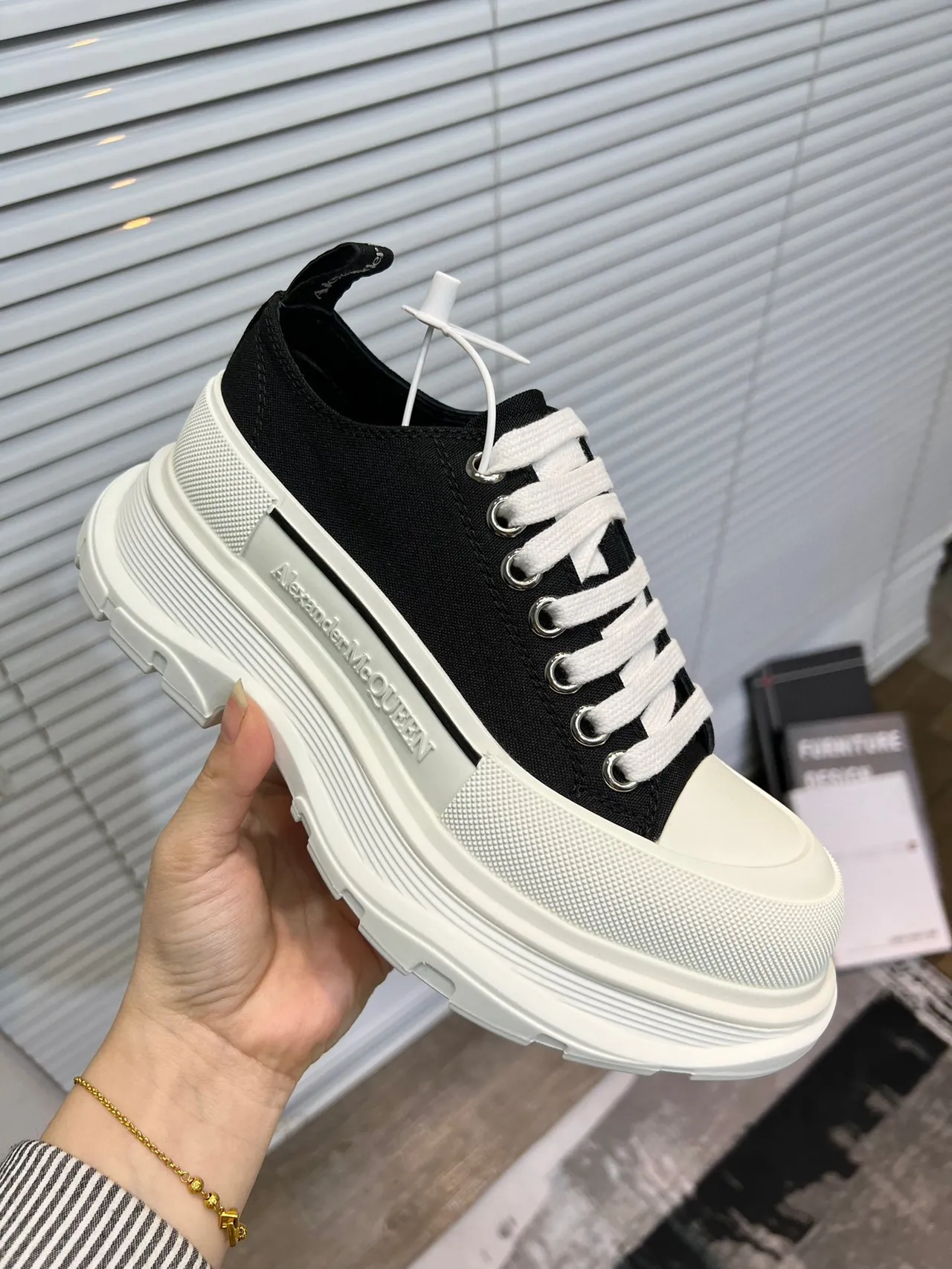 Alexander McQueen Oversized Sneaker Black and White Chunky Sneakers 6