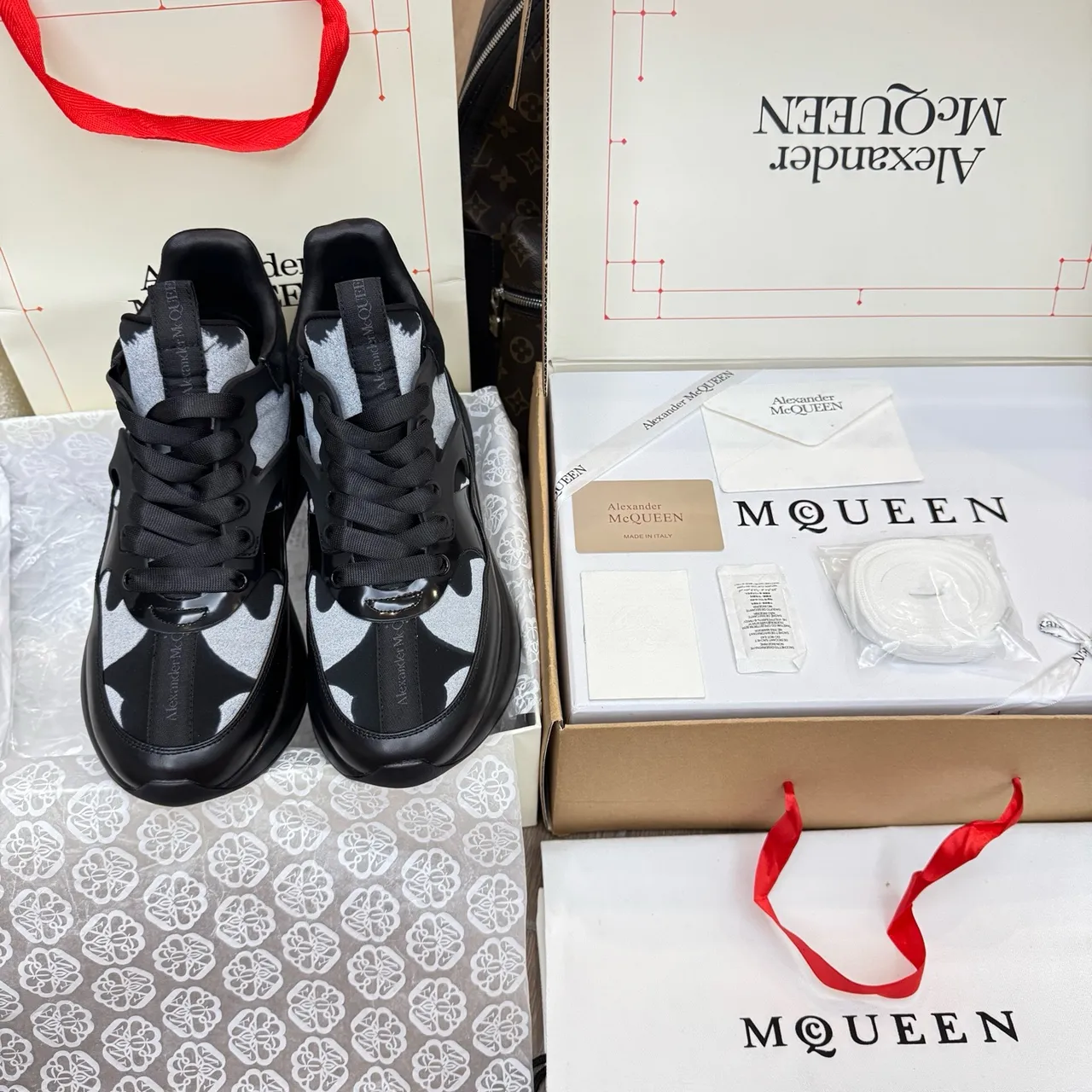 Alexander McQueen Oversized Sneaker Black Silver Camo Chunky Sneakers 3