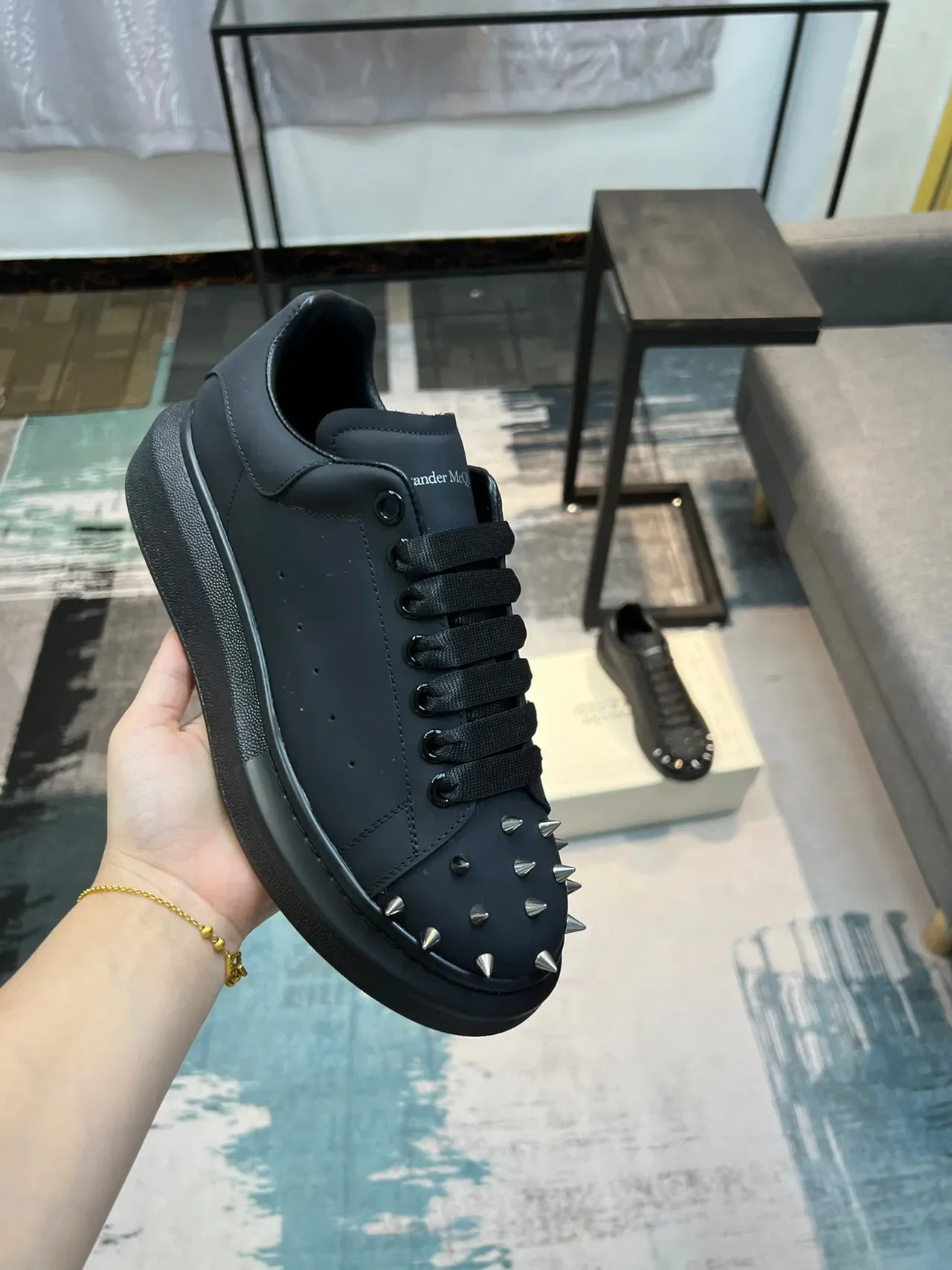 Alexander McQueen Oversized Sneaker Black Spiked Toe Lifestyle Sneaker 6