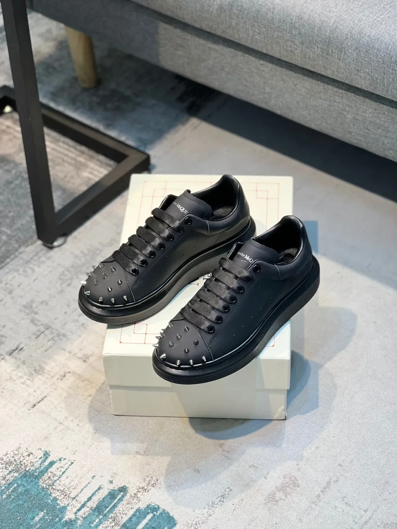 Alexander McQueen Oversized Sneaker Black Spiked Toe Lifestyle Sneaker 7