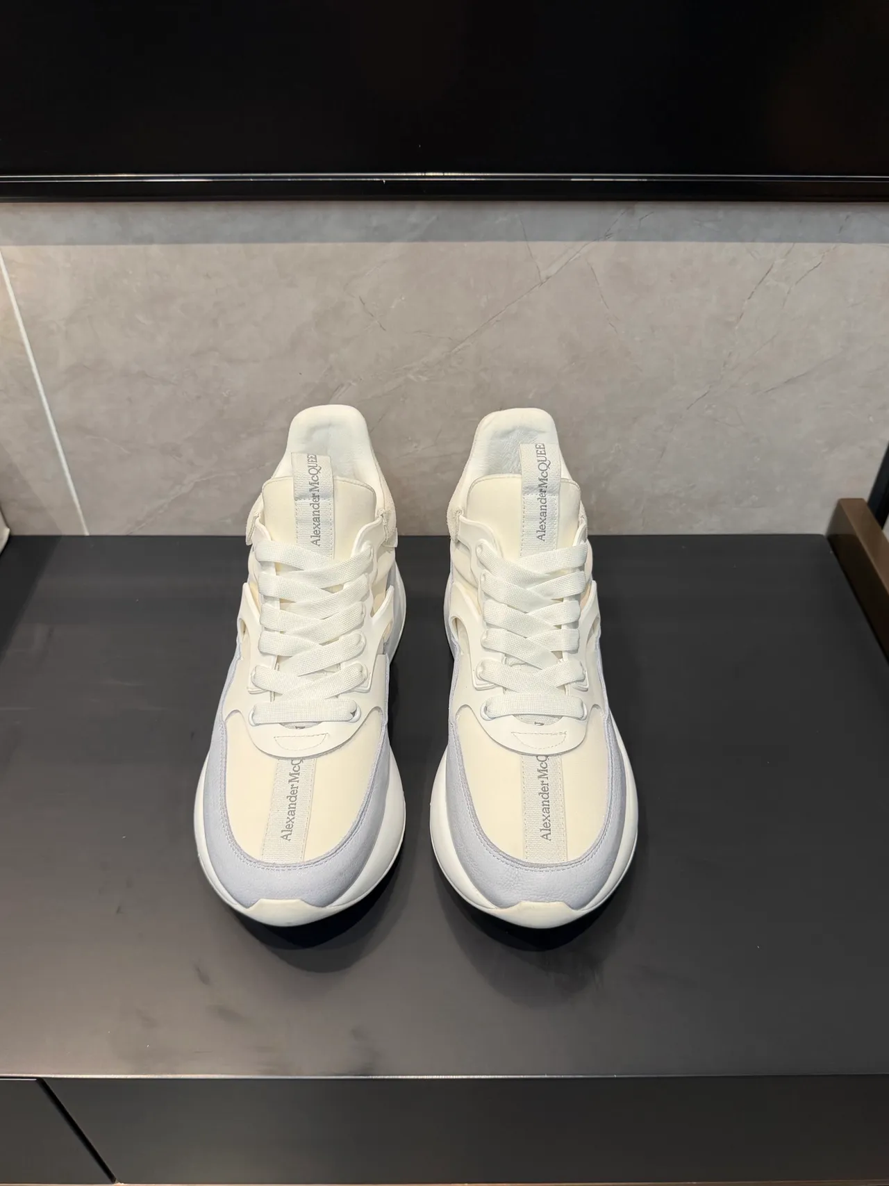 Alexander McQueen Oversized Sneaker White and Light Gray Chunky Sneakers 3