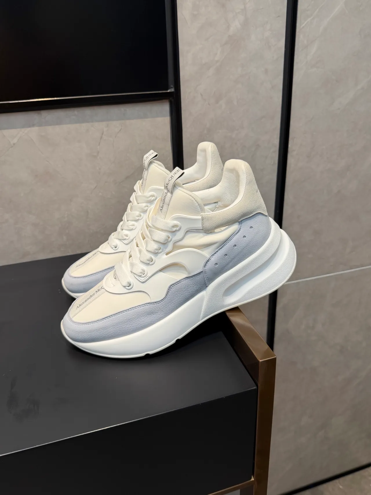 Alexander McQueen Oversized Sneaker White and Light Gray Chunky Sneakers 4