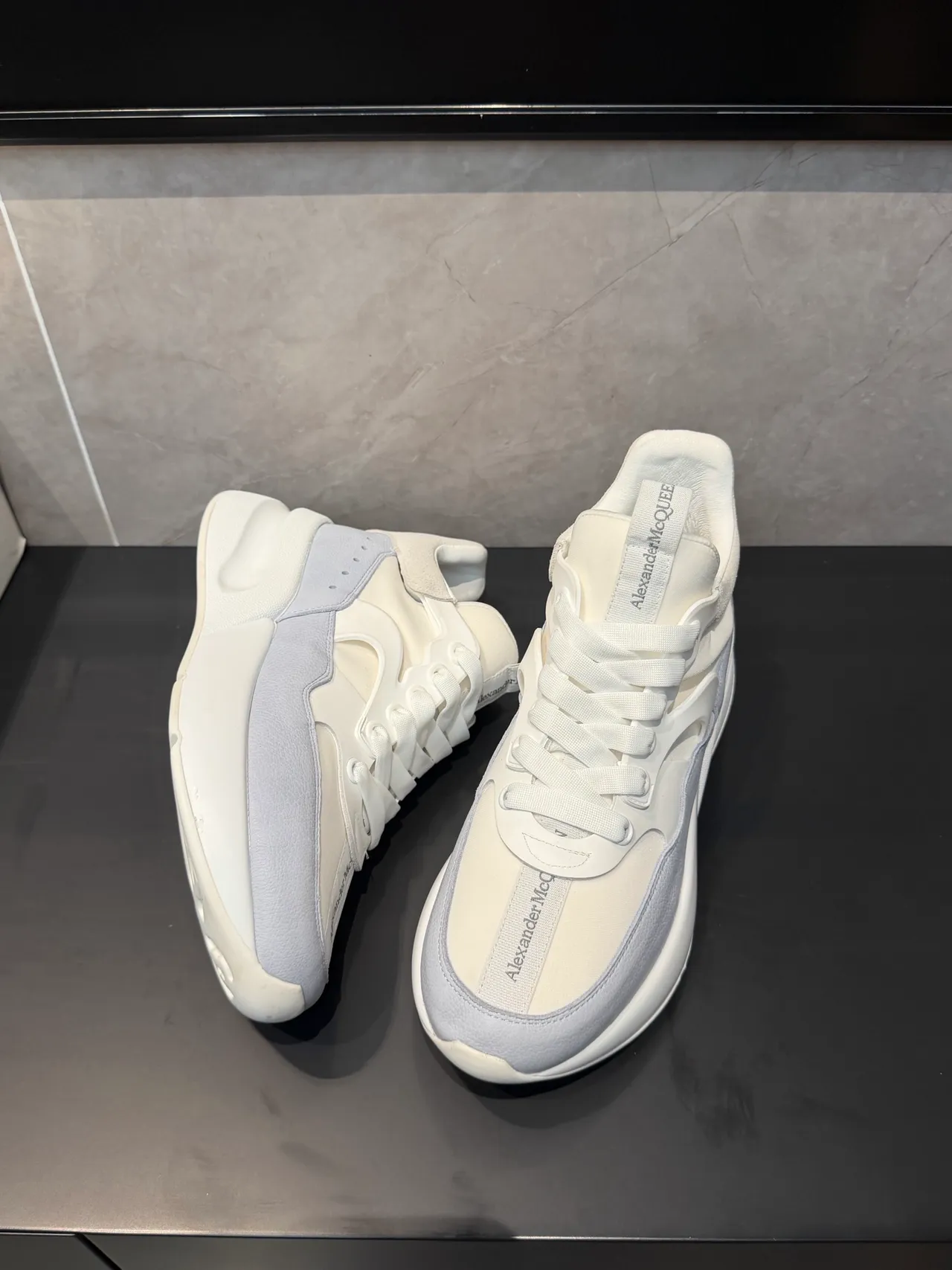 Alexander McQueen Oversized Sneaker White and Light Gray Chunky Sneakers 5