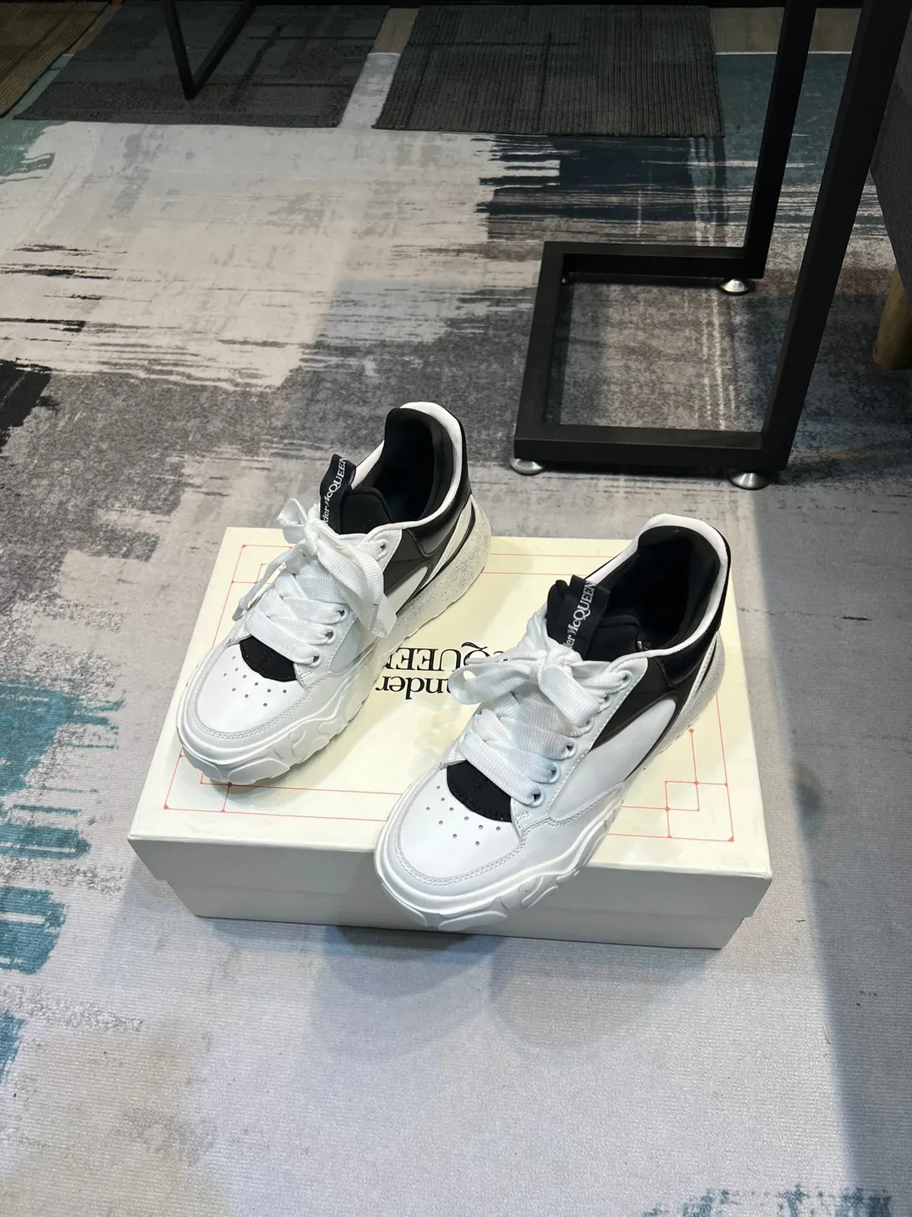 Alexander McQueen Oversized Sneaker White Black Speckled Sole Chunky Sneakers 5