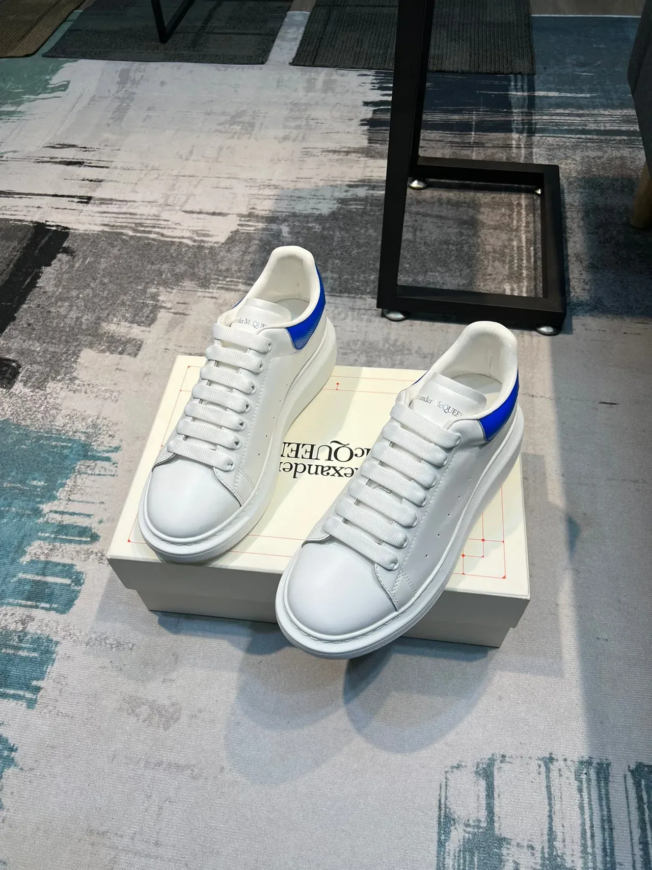 Alexander McQueen Oversized Sneaker White Blue Platform Sole Smooth Leather Upper Lifestyle Sneakers 5