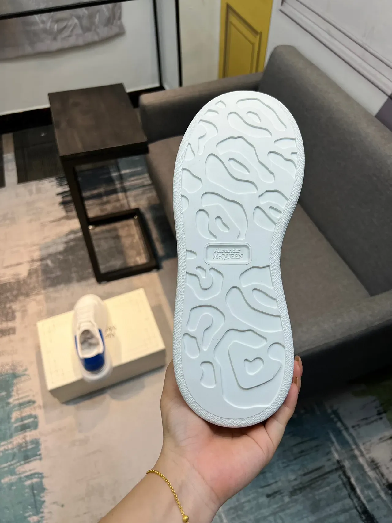 Alexander McQueen Oversized Sneaker White Blue Platform Sole Smooth Leather Upper Lifestyle Sneakers 9