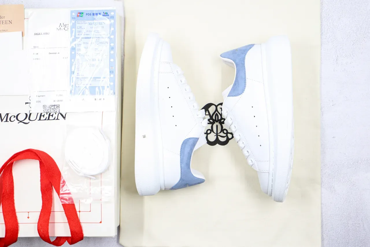 Alexander McQueen Oversized Sneaker White Blue Sole Leather Upper Lifestyle Sneakers 3