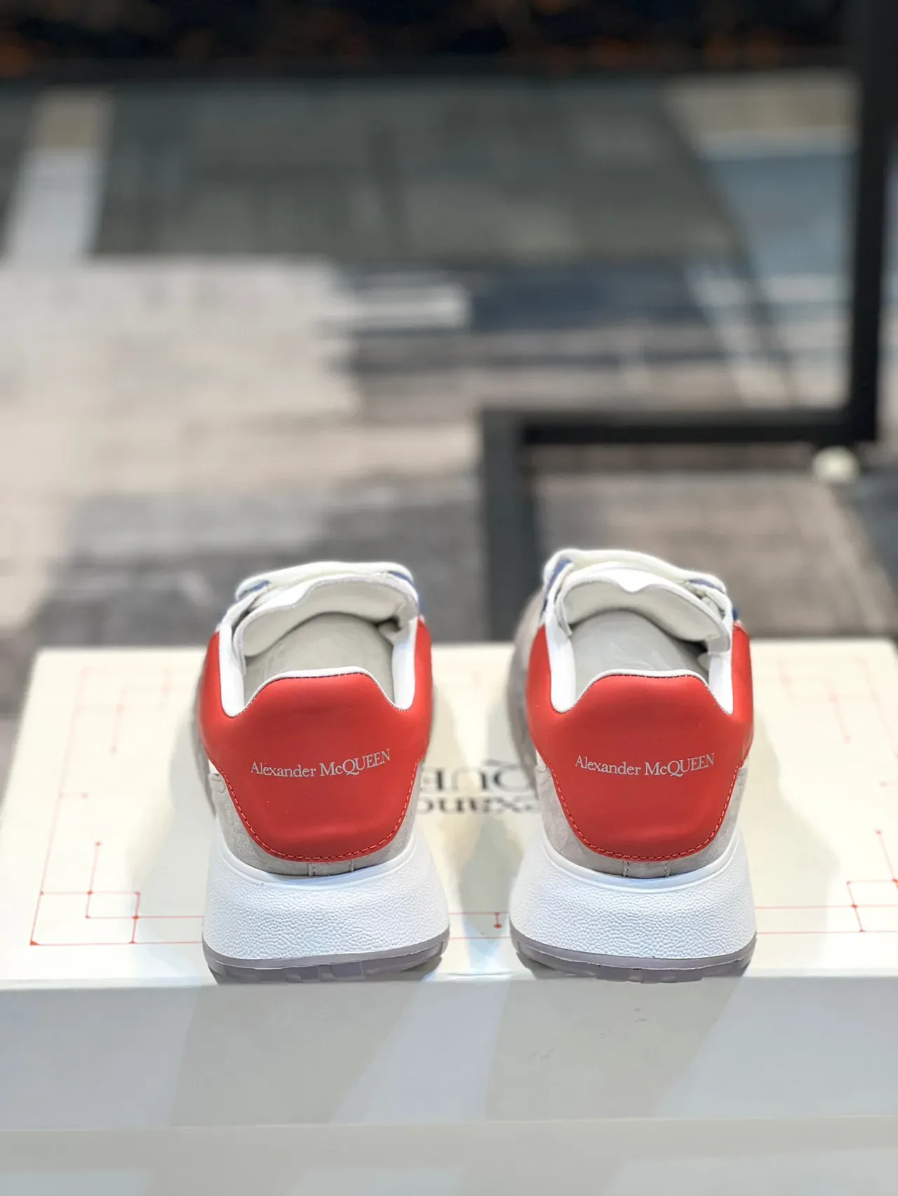 Alexander McQueen Oversized Sneaker White Navy Red Gray Lifestyle Sneakers 3