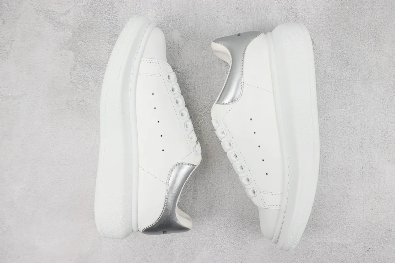 Alexander McQueen Oversized Sneaker White Silver Platform Sole Smooth Leather Upper Lifestyle Sneakers 2