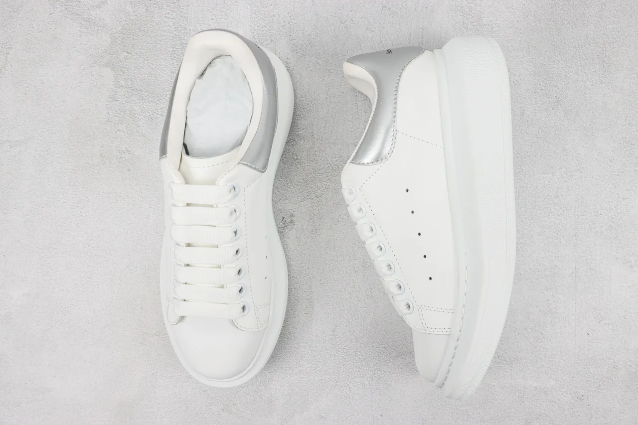 Alexander McQueen Oversized Sneaker White Silver Platform Sole Smooth Leather Upper Lifestyle Sneakers 3