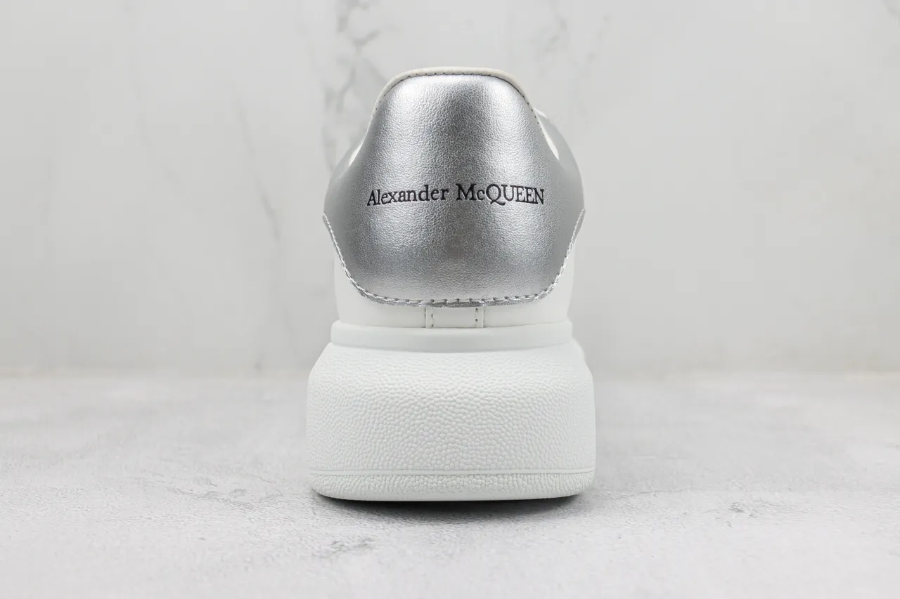 Alexander McQueen Oversized Sneaker White Silver Platform Sole Smooth Leather Upper Lifestyle Sneakers 9