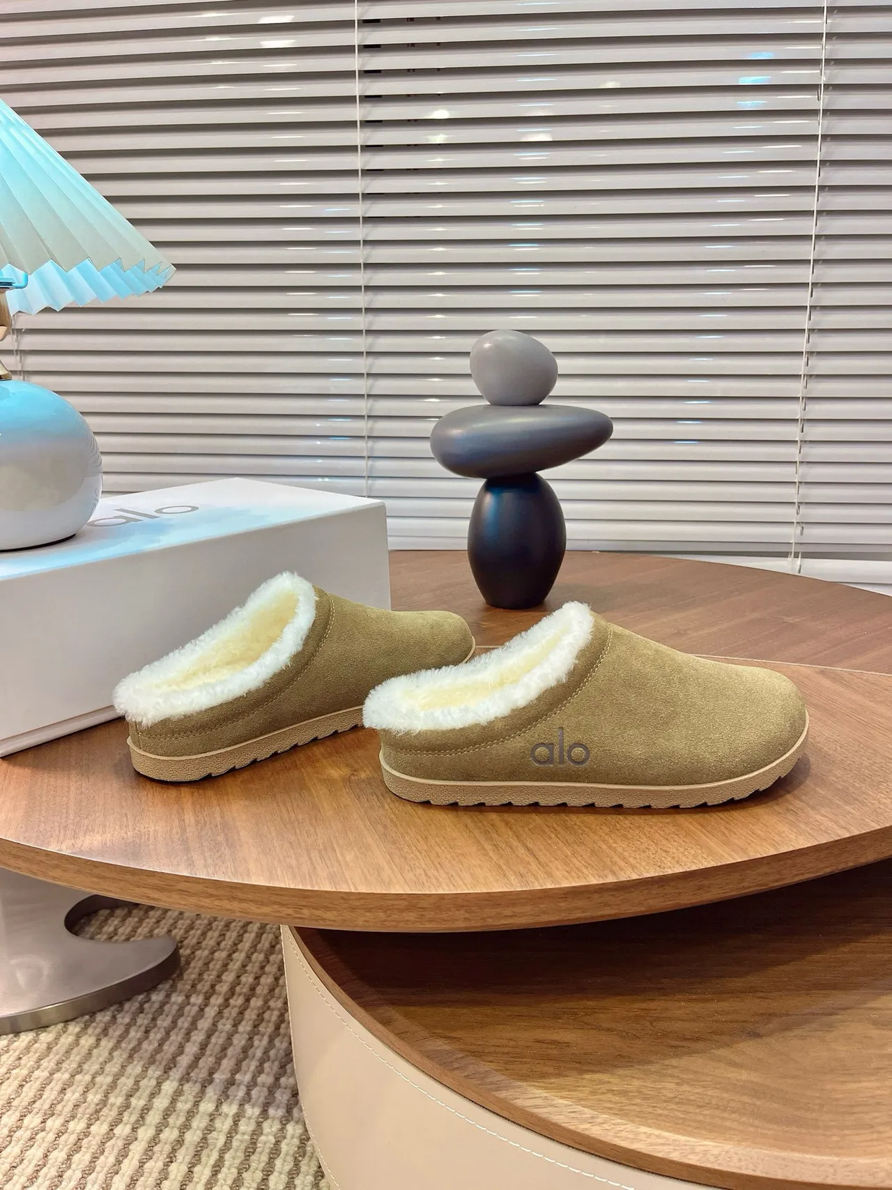 Alo Olive Suede Shearling-Lined Slippers 2