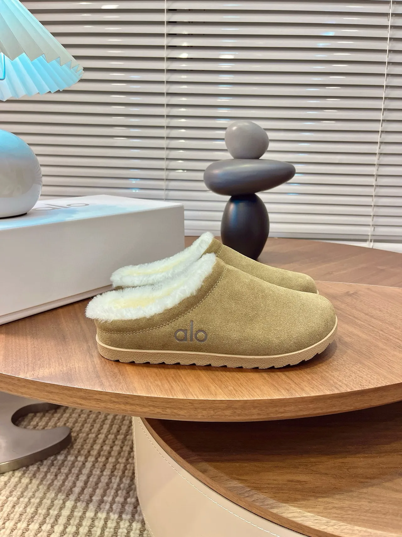 Alo Olive Suede Shearling-Lined Slippers 6