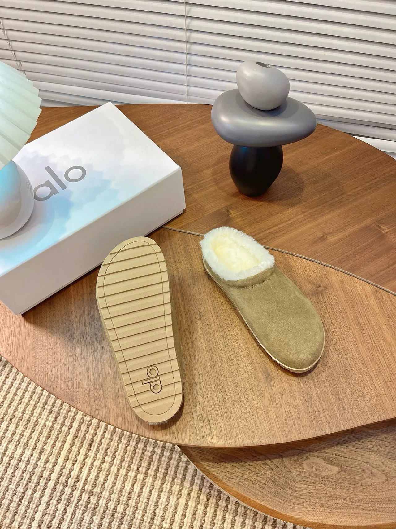 Alo Olive Suede Shearling-Lined Slippers 7