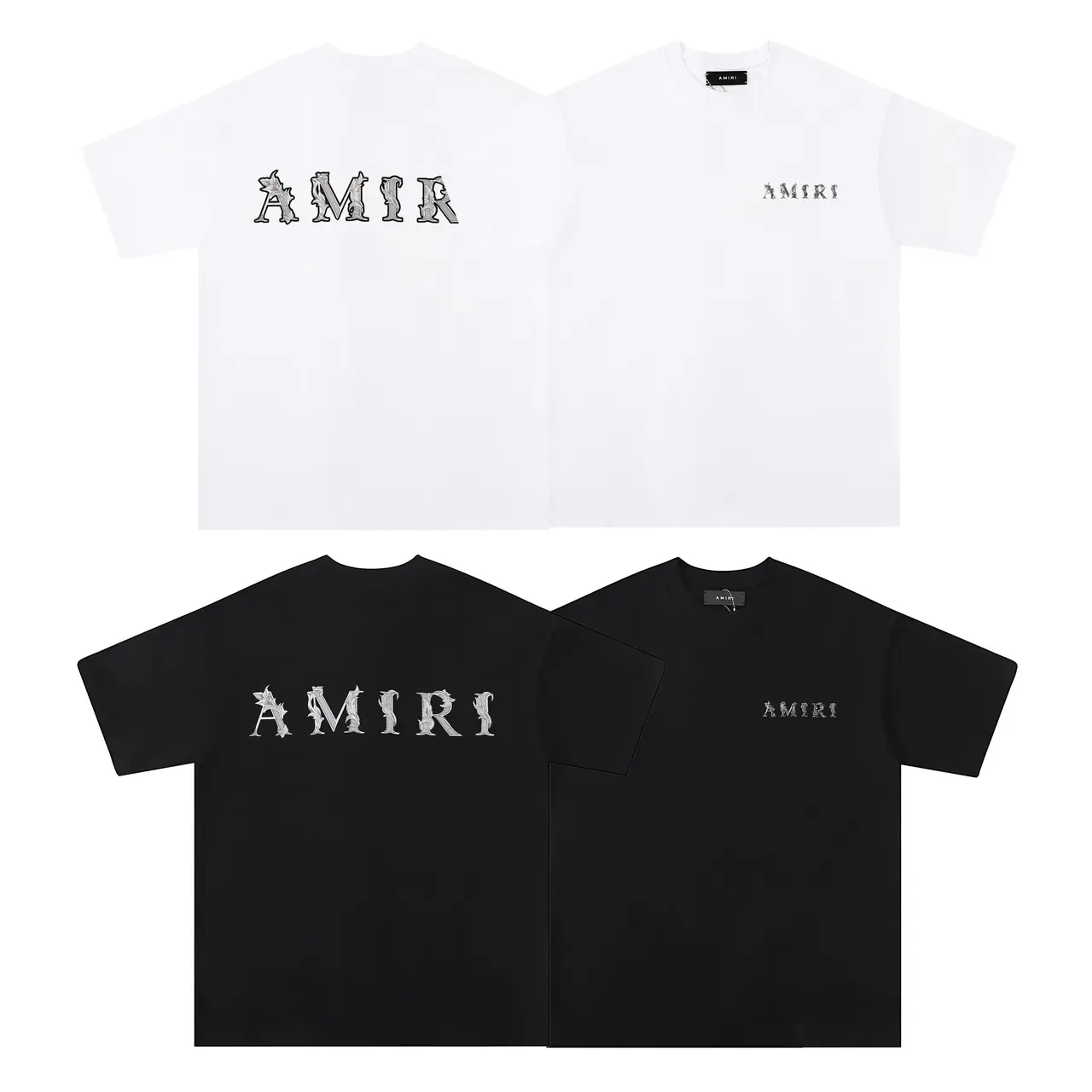 Amiri Embroidered Logo Black and White T-Shirt 11