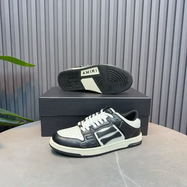 Amiri Skel Top Low tênis lifestyle preto e branco 8