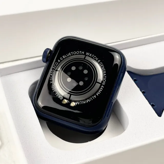 Apple Blue Black Digital Crown Control Silicone Sport Band Sports Watch 5