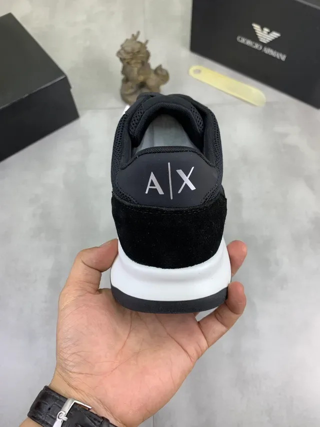 Armani Exchange Black Mesh-Suede Lifestyle Sneakers 2
