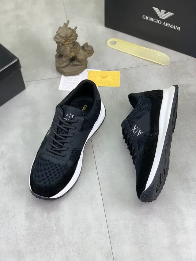Armani Exchange Black Mesh-Suede Lifestyle Sneakers 4