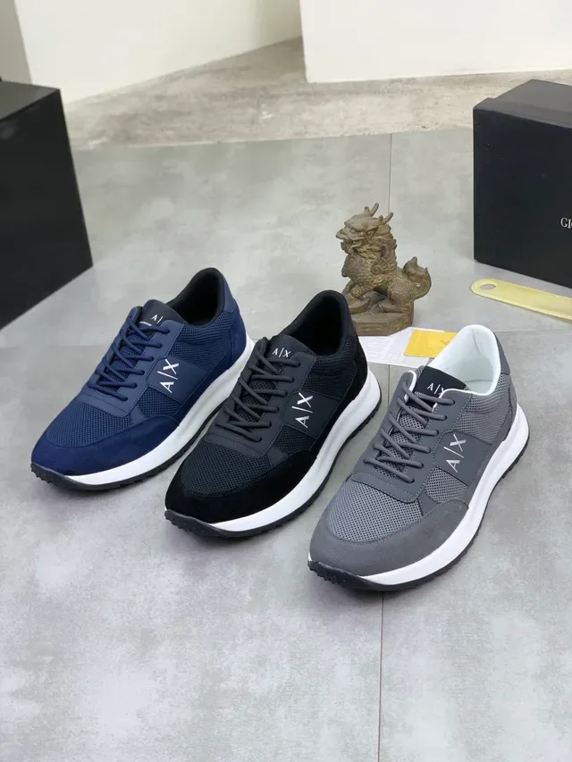 Armani Exchange Black Mesh-Suede Lifestyle Sneakers 5