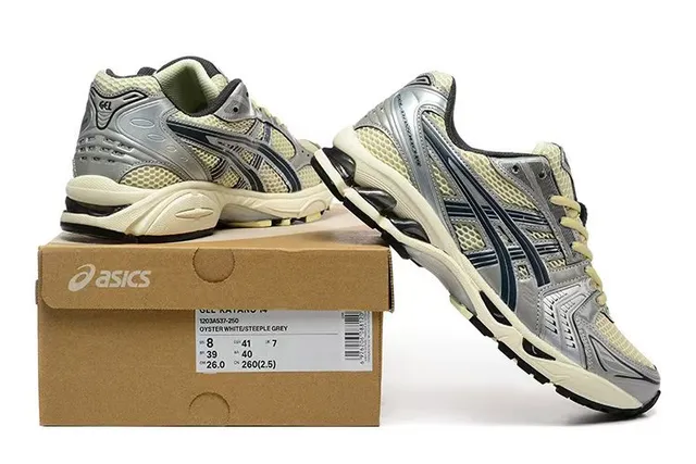 ASICS Gel-Kayano فضي بيج بحري أحذية جري 6
