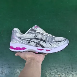 ASICS Gel-Kayano Silver White Black Pink Running Shoes