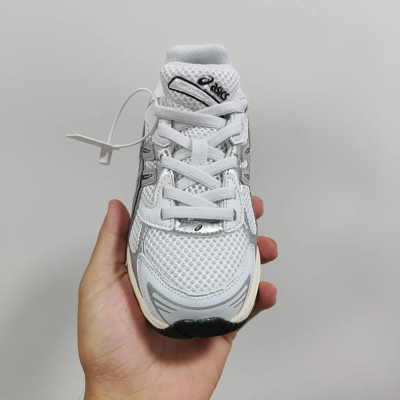 ASICS Gel-Kayano أبيض أزرق أعلى شبكي منظم شعار النمر علامة تجارية أحذية الجري 19