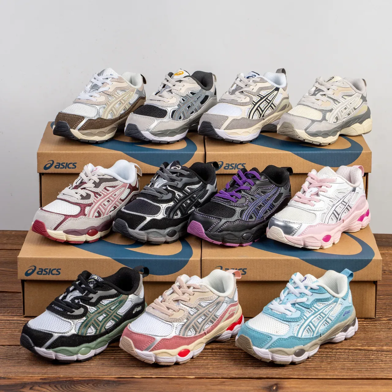 ASICS Blanc Rose Retro Runner Silhouette Maille Et Superpositions Synthétiques Sneakers Lifestyle 3