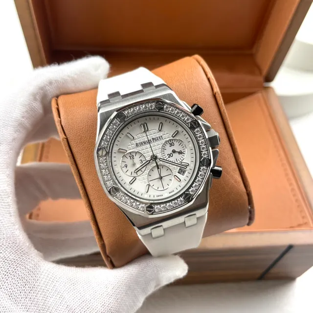 Audemars Piguet Royal Oak Offshore Chronograph White Dial Diamond Bezel Mechanical Watch 7