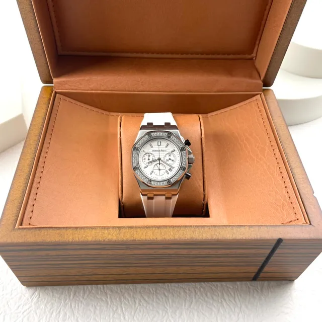 Audemars Piguet Royal Oak Offshore Chronograph White Dial Diamond Bezel Mechanical Watch 8