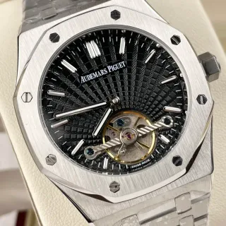 Audemars Piguet Royal Oak Open-Worked Black Dial Tourbillon Mechanical Watch