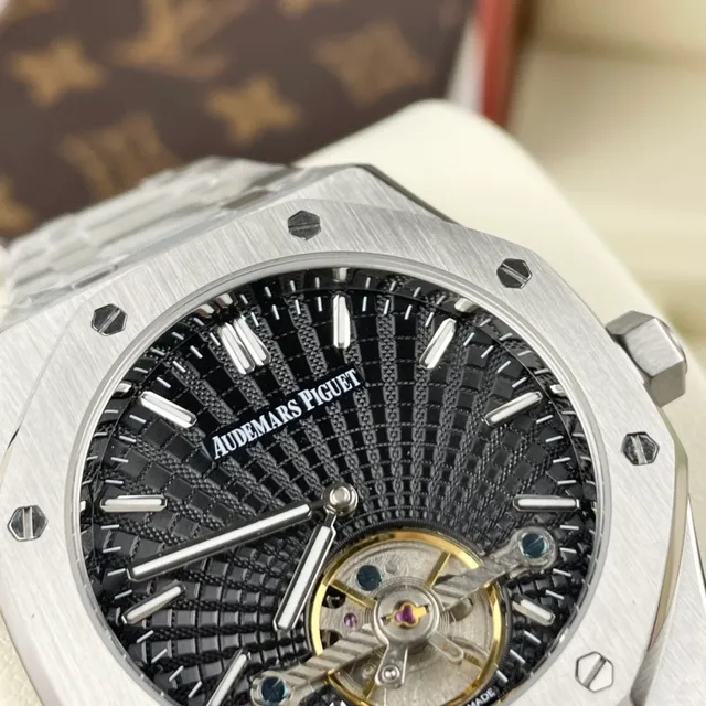 Audemars Piguet Royal Oak Open-Worked Black Dial Tourbillon Mechanical Watch 6