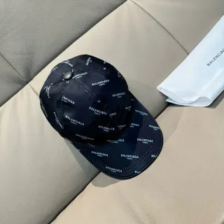 Balenciaga All-Over Logo Print Navy Baseball Cap