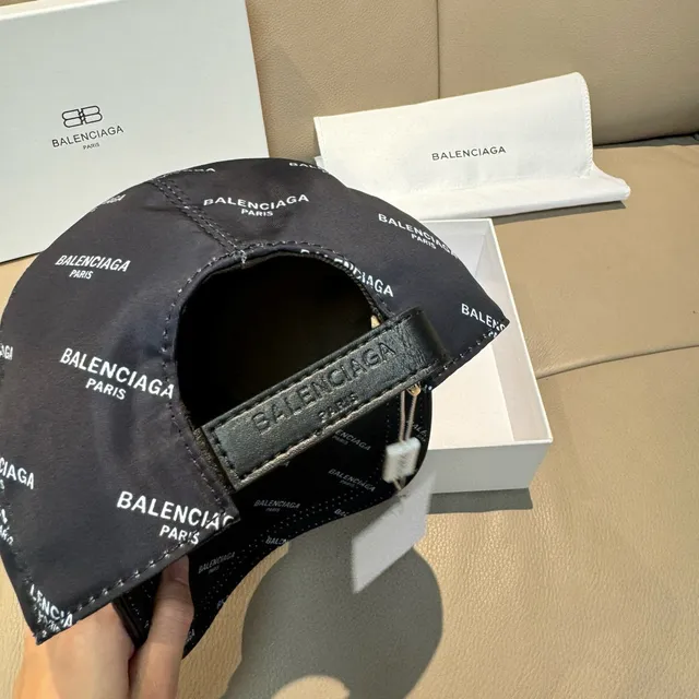Balenciaga All-Over Logo Print Navy Baseball Cap 4