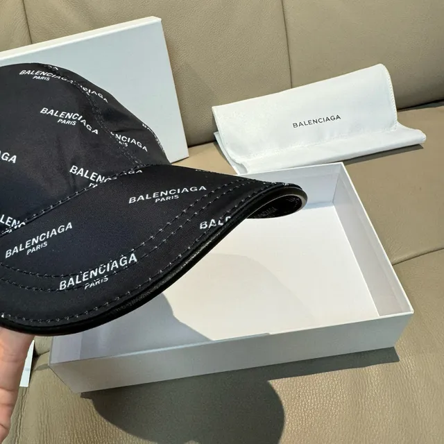 Balenciaga All-Over Logo Print Navy Baseball Cap 5