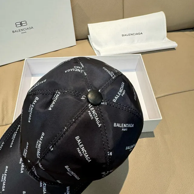 Balenciaga All-Over Logo Print Navy Baseball Cap 6