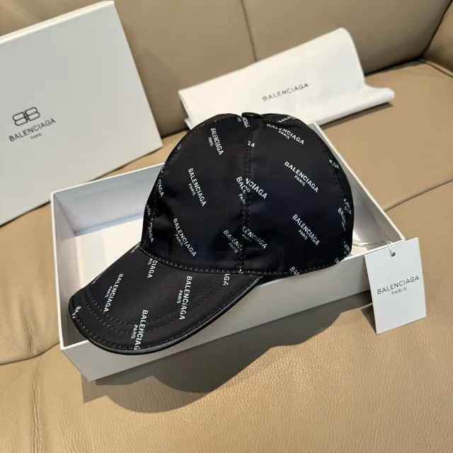 Balenciaga All-Over Logo Print Navy Baseball Cap 7