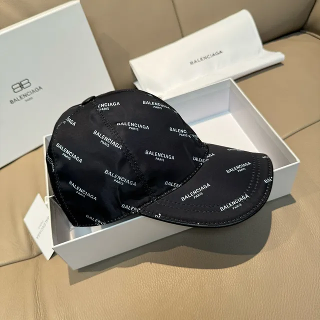 Balenciaga All-Over Logo Print Navy Baseball Cap 8