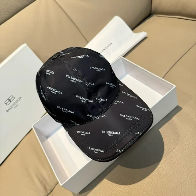Balenciaga All-Over Logo Print Navy Baseball Cap 9