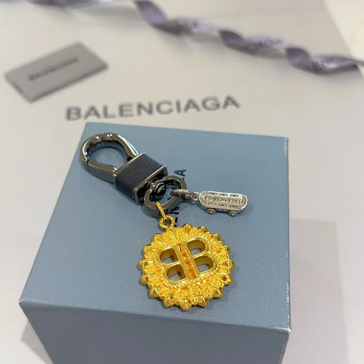 Balenciaga BB Gold Black Sunburst Logo Metal Jewelry 2