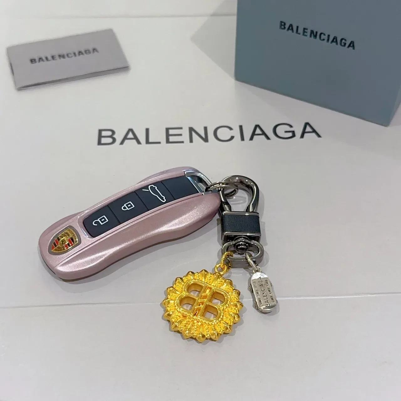 Balenciaga BB Gold Black Sunburst Logo Metal Jewelry 4