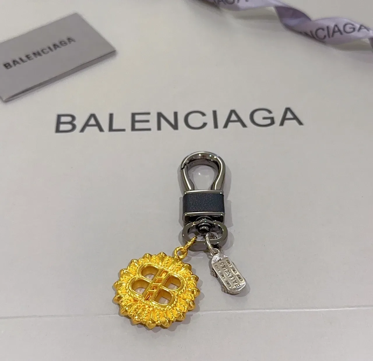 Balenciaga BB Gold Black Sunburst Logo Metal Jewelry 5