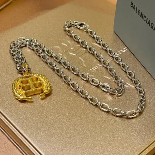 Balenciaga BB Laurel Wreath Gold and Silver Necklace