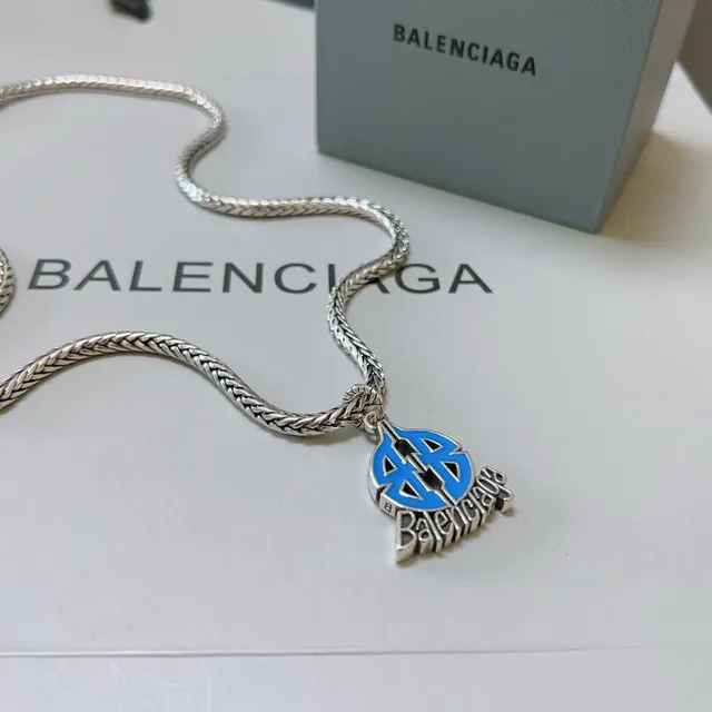 Balenciaga BB Logo Enamel Pendant Necklace 3
