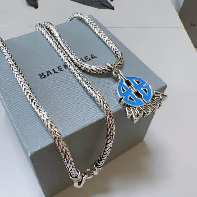 Balenciaga BB Logo Enamel Pendant Necklace 4