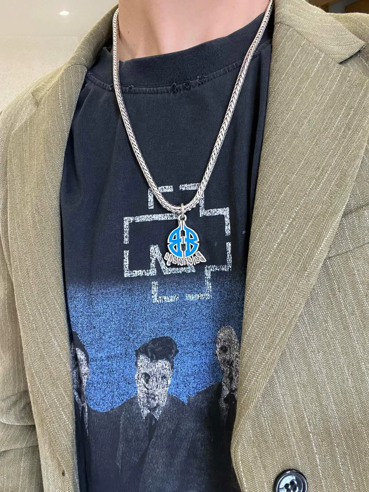 Balenciaga BB Logo Enamel Pendant Necklace 5