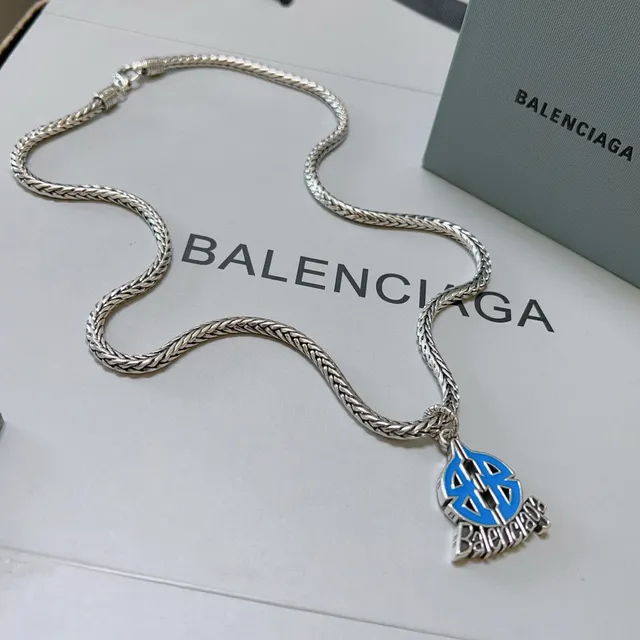 Balenciaga BB Logo Enamel Pendant Necklace 7