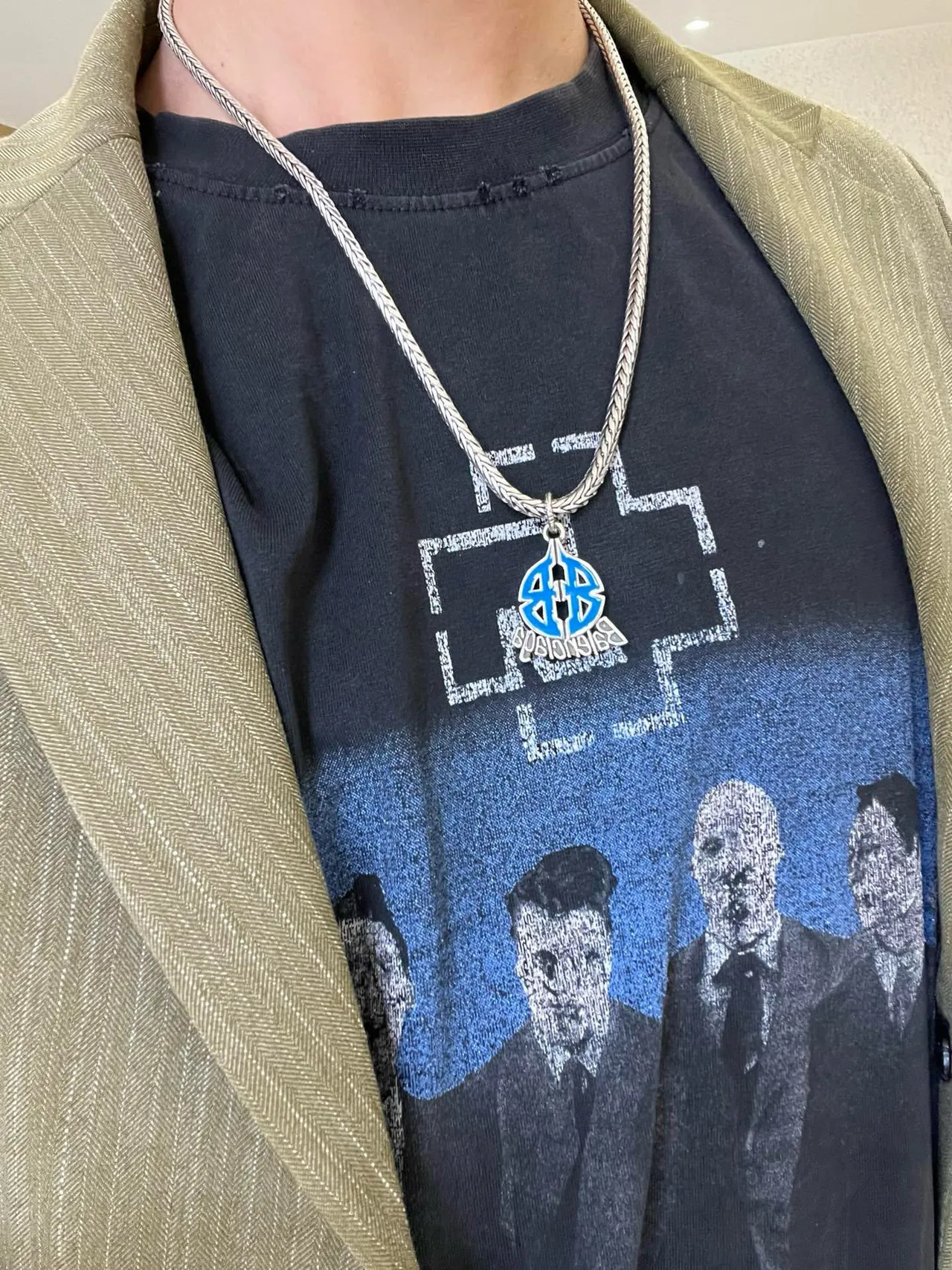 Balenciaga BB Logo Enamel Pendant Necklace 8